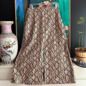 Zara Faux Leather Snake Print Long Skirt XL